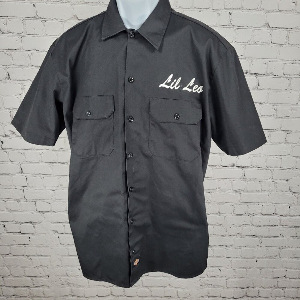 Lil Leo Vagos Dickies Black Button Down Short Sleeve Shirt Streetwear Medium M